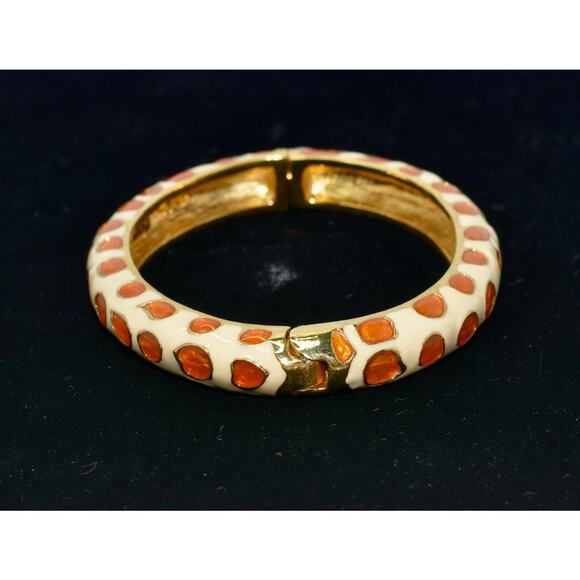 Kenneth Jay Lane 2006 Ivory & Gold Enamel Animal Print Bangle RARE!!! - Picture 5 of 9